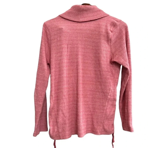 J Jill Coral Heather Ribbed Knit Turtleneck w/ Ruched Sides Sz M - Picture 2 of 4